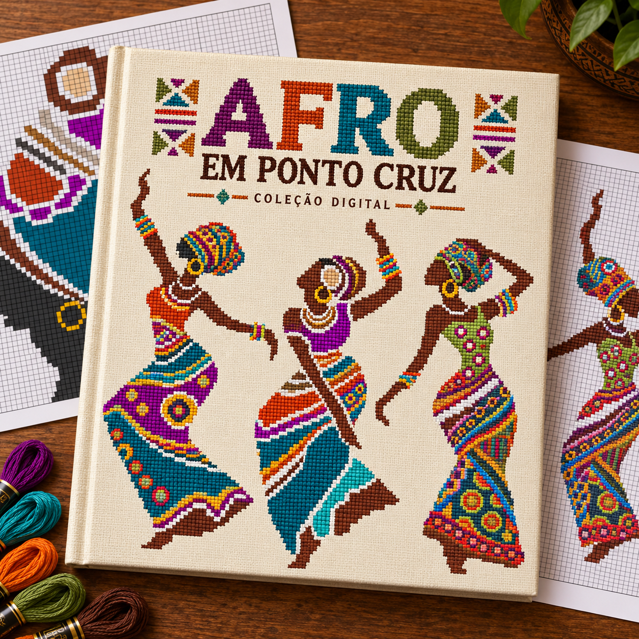 Capa ilustrativa da coleção Afro em Ponto Cruz